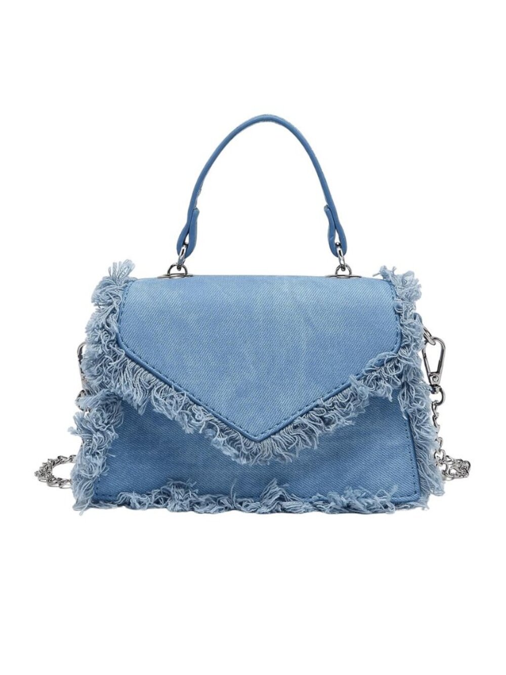 Women's Fringe Bag Tassel Trim Small Denim Bag Vegan Suede Tassel Hippie